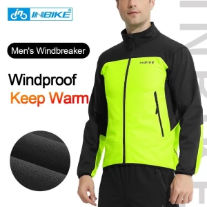 INBIKE Winter Outdoor Warm Mens Softshell Polar Fleece Lining Windproof MTB Cycling Windbreaker Jacket WJ606