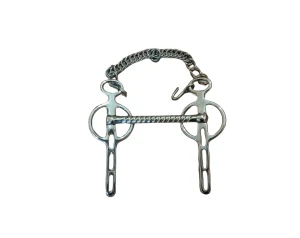 Horshi wholesale driving horse bit with 3 slots curb chain stainless steel mullen swivel cheek bits