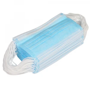 50 PCS 3-Ply Disposable Face Mask with Elastic Earloop Adult Blue