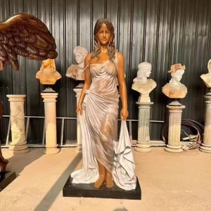 Top Cast Copper Bronze Figure Sculpture Long-Haired Goddess Statue Supports Customization
