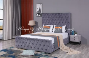 Upholstered Velvet Queen Size Bed Detachable Bed Furniture