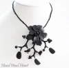 Onyx Black Gemstone Flower Necklace Set with Earrings Hand Made  PN6 BK
