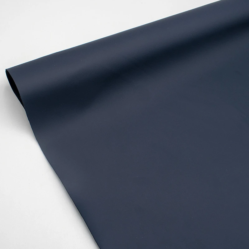0.6mm dark blue stretch fleece pu polish synthetic leather for shoe