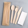 disposable cutlery set made of birch wood with customized package