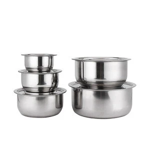 10 PCS Stainless Steel Indian Stock Pot with stainless steel lid