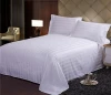 110inch 300TC 100% white cotton 3cm satin stripe hospital bed linen fabric