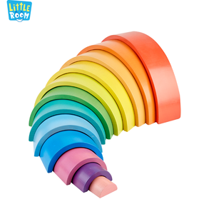 12 Layer Rainbow FSC Custom 1pc Creative Montessori DIY Kids Educational Toys Wooden Stacker Building Blocks For children