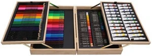 126 Piece 4-5 types of drawing and painting mediums in wooden art set