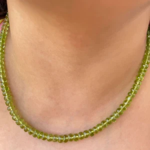 130 CT Faceted Rondelle Peridot Beads Necklace