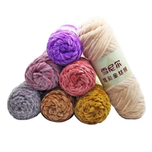 150d polyester chunky chenille bulky yarns  knitting and crochet gold velvet DTY fleece Yarn