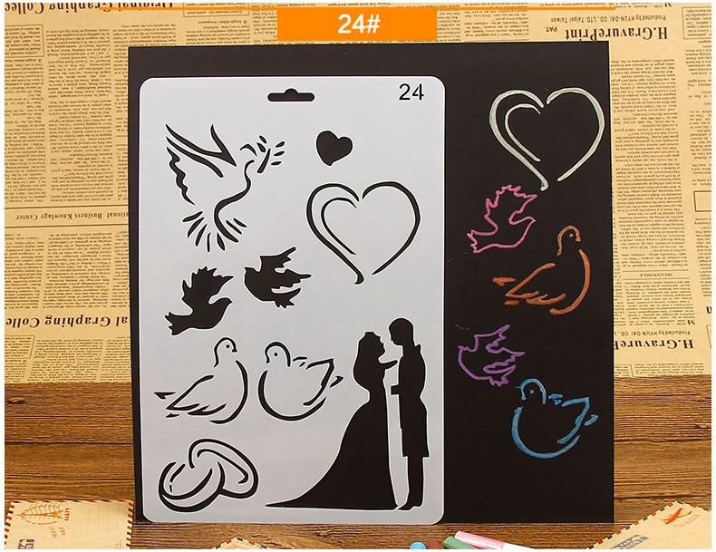 17.8*26.5cm DIY Painting Stencil Drawing Template Drawing Ruler for Planners Scrapbook Photo Album