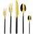 Import 18/10 tableware,Black handle with gold plated stainless steel Dinnerware sets from China
