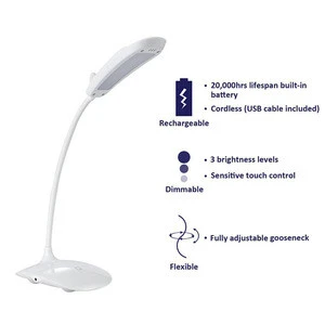 18LED USB Rechargeable Touch Control Dimmable Flexible Gooseneck Table Lamp with Dolphin Design