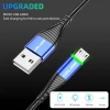 1M 2M  USLION micro usb charge Green LED illuminated Android Cable 3A Fast Charging  Cable Data Transmission Nylon Braided Wire