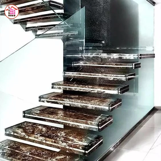 1Premium China Modern Indoor Stone Coffee Brown Marble Stair Tread And Step