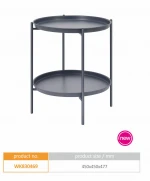 2-tier round side table nightstand,  indoor and outdoor coffee table with removable waterproof metal tray