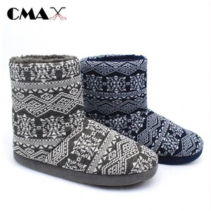 2018 New fashion design cheap shoes knitted slipper men home sheepskin winter boots