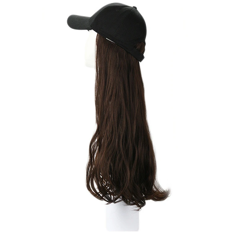 2019 New Hat Wig with Hat a Integrated Long Synthetic Hair Hair Extension Heat Resistant Hairpiece Natural Wavy Hair