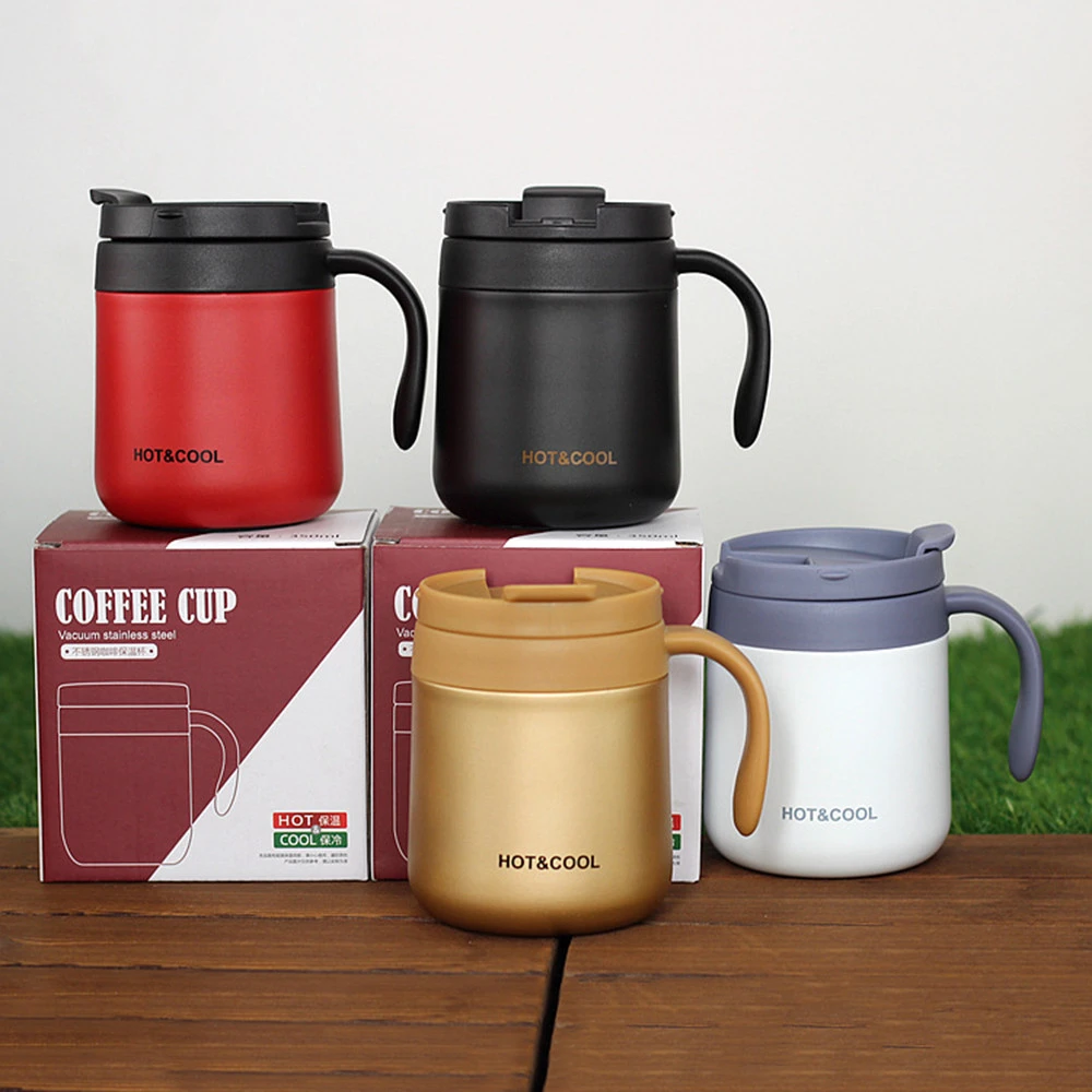 2020 CHUFENG Stainless Steel Double Wall Vacuum Flask Office Coffee Tea Thermos Tumbler Cup With Handle Travel Coffee Mug