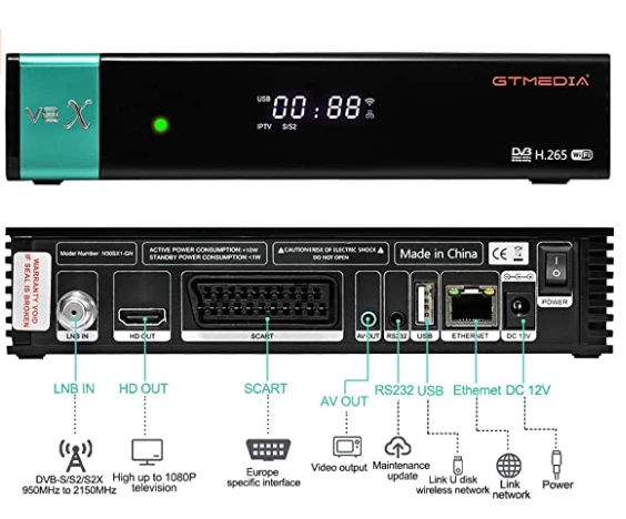 2020 Hot-selling GTMEDIA Brand V8X DVB-S2/S2X satellite TV receptor decoder with true RGB Scart