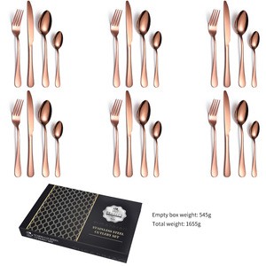 2020 New style 24 pcs gift stainless steel cutelry set with box  16pcs gold plated 18/10  cutlery set with  case for gift