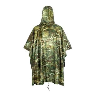 2020 original One-piece multi-function Nylon Ripstop Poncho Style jungle portable camouflage raincoat for Adults