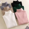 2021 Autumn winter new style female turtleneck base sweater upper garment long sleeve solid color tight knit sweater