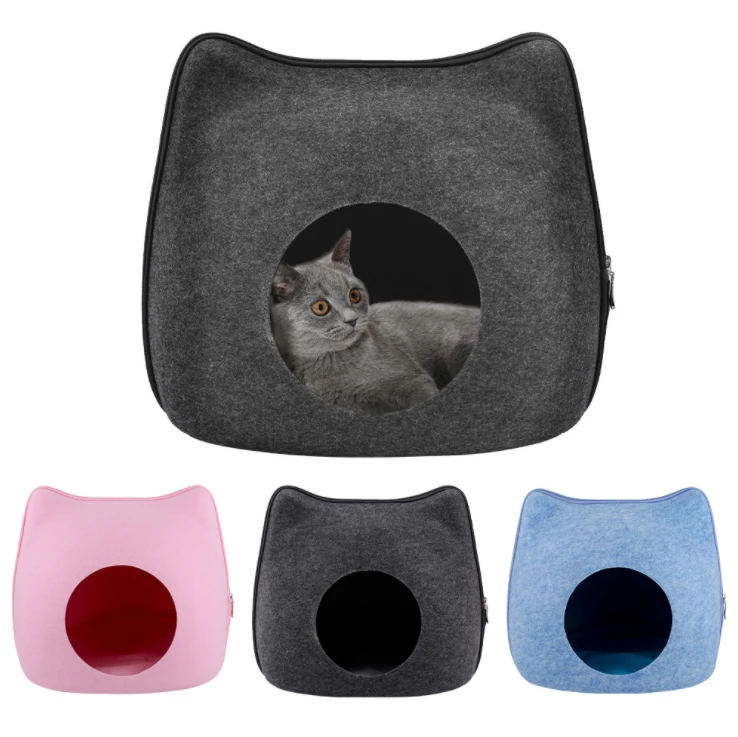 2021 Fashion Cat Bed Adjustable Removable Felt Cat Cave And Pet House With Accessories