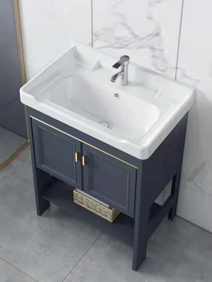2021 new design wood  unassembled carton packing bathroom furniture mirrored vanity cabinet