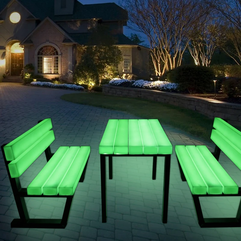 2021 New product  colorful event bench outdoor plastic chair furniture  park led bench