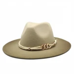 2021 Vintage Wool Jazz Hat Women Men Felt Wide Brim Hats fadora hats Trilby Ladies Gradient Panama Fedora sombrero fedora