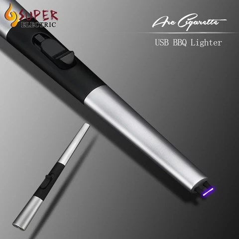 2022 New Pulse Plasma Arc Metal Outdoor Useful USB Rechargeable Windproof Electric Long Neck BBQ Lighter