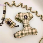 2023 Luxury Design Custom Printed Mesh Reversible Dog Harness collar dog leash with poop bag dispenser portable
