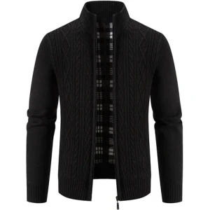 2023 New Mens Retro Thickened Knitwear Stand Collar Thickened Sweater Cardigan Mens Jacket