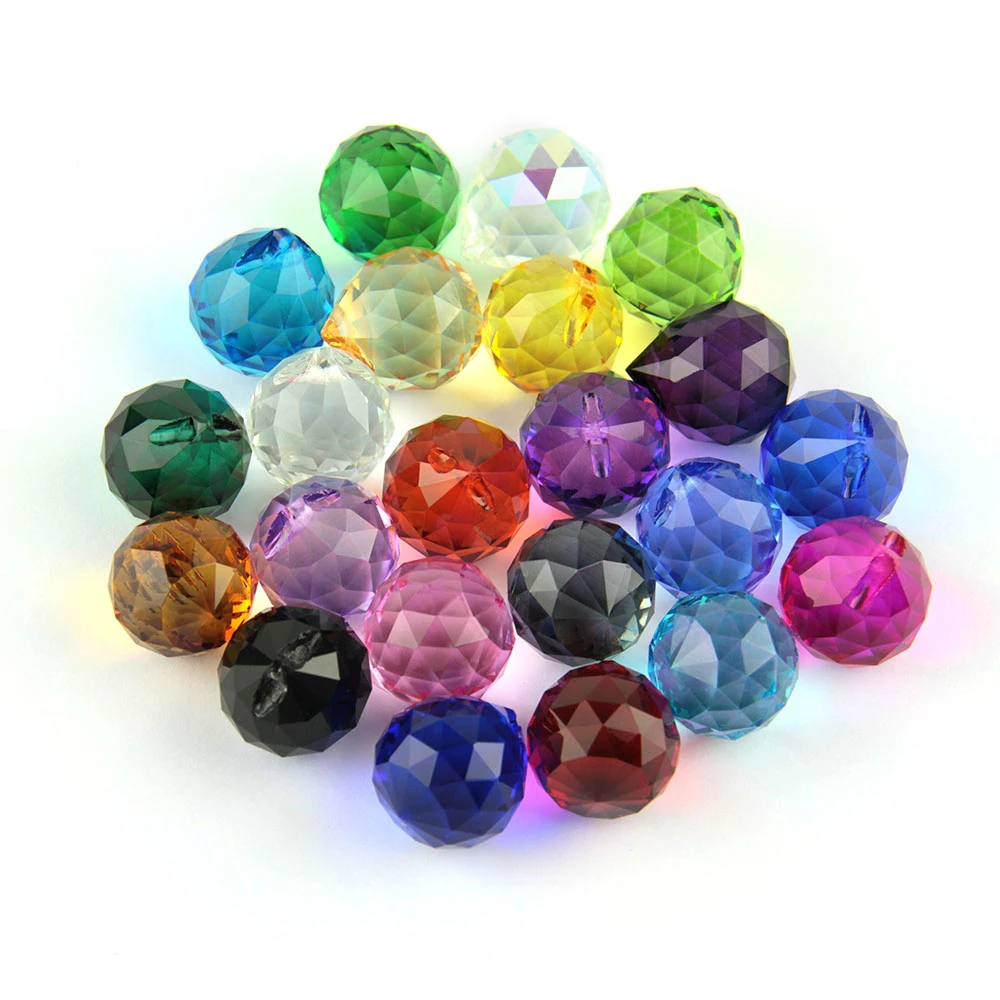 20mm Feng Shui Decoration Ball Multi-Faceted Glass Prism Crystal Chandelier Curtain Light Ball D Lighting Accessories