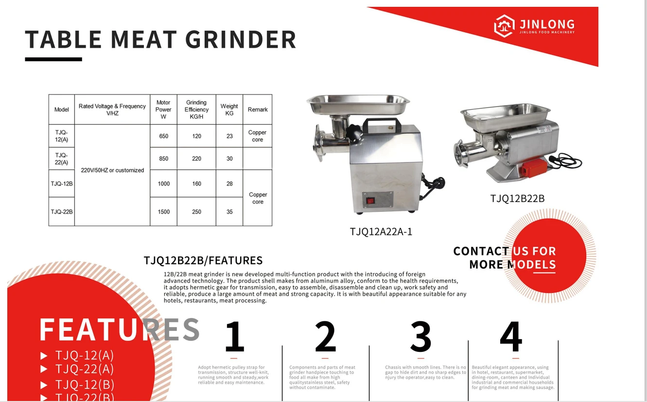 22 Manual stainless steel meat grinder commercial electric home use sausage stuffer mincer  220V 380V 650w 850w 1000w 1500w