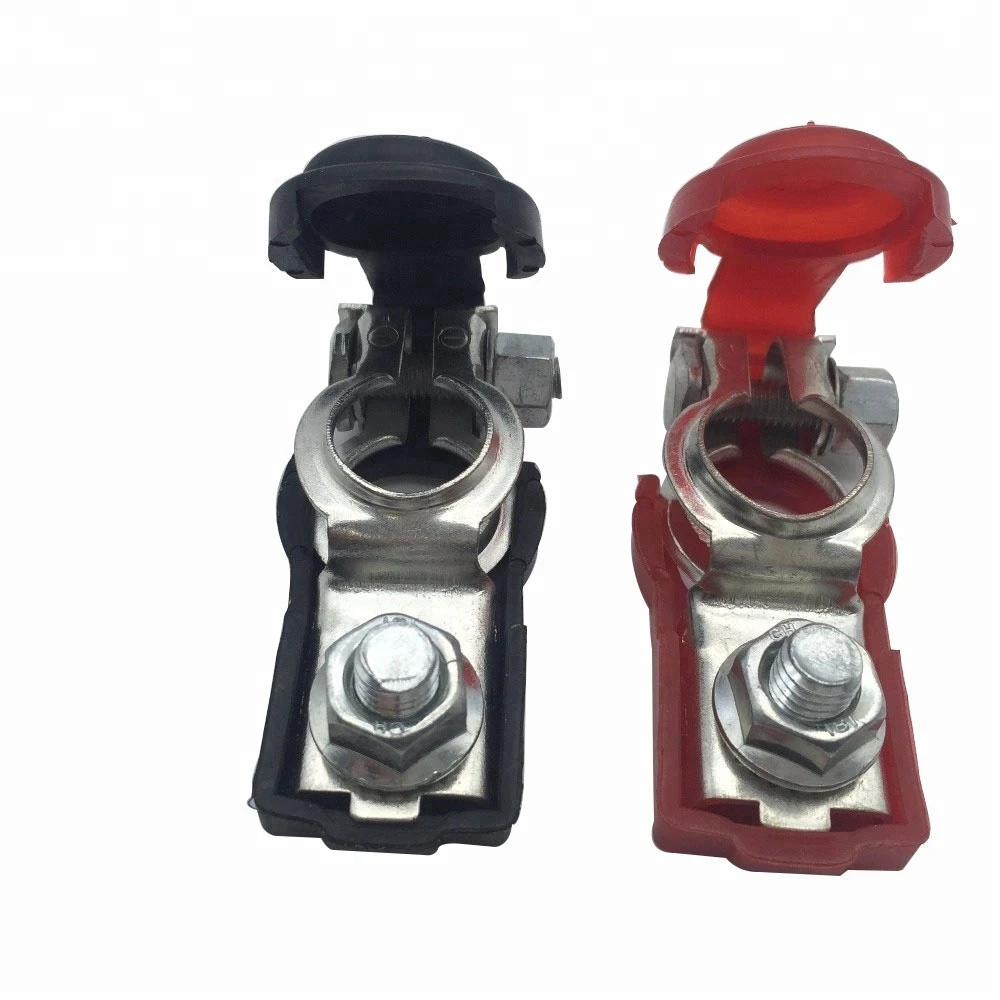2Pcs 12V Quick release Battery terminal Clamp Connector with cover Positive &amp;Negative
