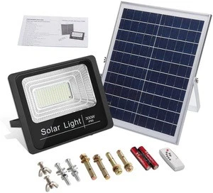 300W Solar Flood Lights, 6500 Lumens LED Outdoor IP67 Waterproof with Remote Control