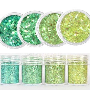 4 Boxes/Set Chunky Glitter Hexagon Flakes For Eye Face Body Shiny Glitter Sequin Nail Art Tip Decor 0.2-3mm Glitter For Nail Art