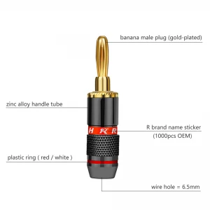 4MM Banana Male Plug Connector Gold Plated Soldering Speaker Plug Audio Loudspeaker Amplifier Cable Wire Connector
