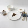 4pcs European style crockery kitchen Golden logo printing porcelain dinnerware set for sale royal bone china dinnerware sets