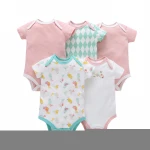 5 pcs/pack short sleeve summer boutique baby romper new born baby clothes