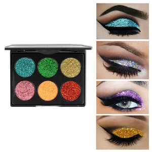 6 Colors Pressed Glitter Eyeshadow Palette Rainbow Diamond Eye Shadow Makeup Palette Shimmer Smokey Eyes Make Up Cosmetic Set