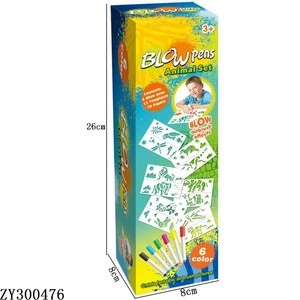 6colors blow pens animal set toy create fantastic airbrush pictures
