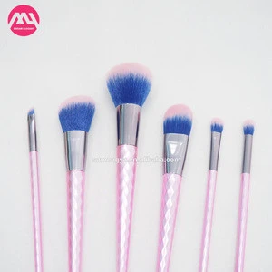 6pcs  Factory Rainbow Pink Makeup Brush Set Makeup Tool Kit With Cosmetic Pouch