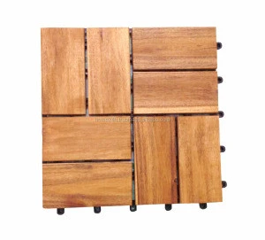 8 slats size 300 x300 x 24mm - Acacia Solid Wood Floor Tile, Interlocking Outdoor Flooring Tiles