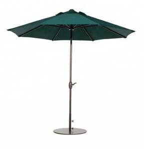 9 Market Outdoor Umbrella With Push Button Tilt and Crank, Dark Green