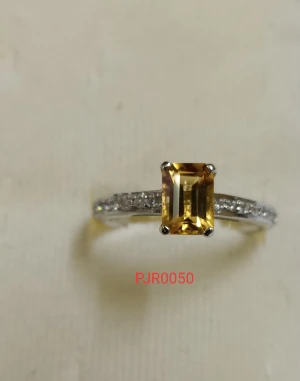 925 Sterling Silver High Quality Jewelry Citrine Ring Jewelry With Round Cubic Zircon With White Rhodium Plated Wedding Rings