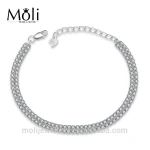 925 Sterling Silver Single Double Layers CZ Anklet