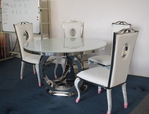 Buy A8068 Rose Gold Round Marble Dining Table Design With Rotating ...